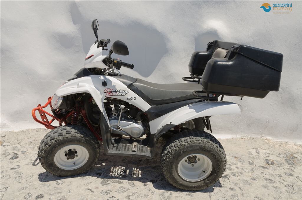 the 200 cc machine used on a santorini atv quad tour